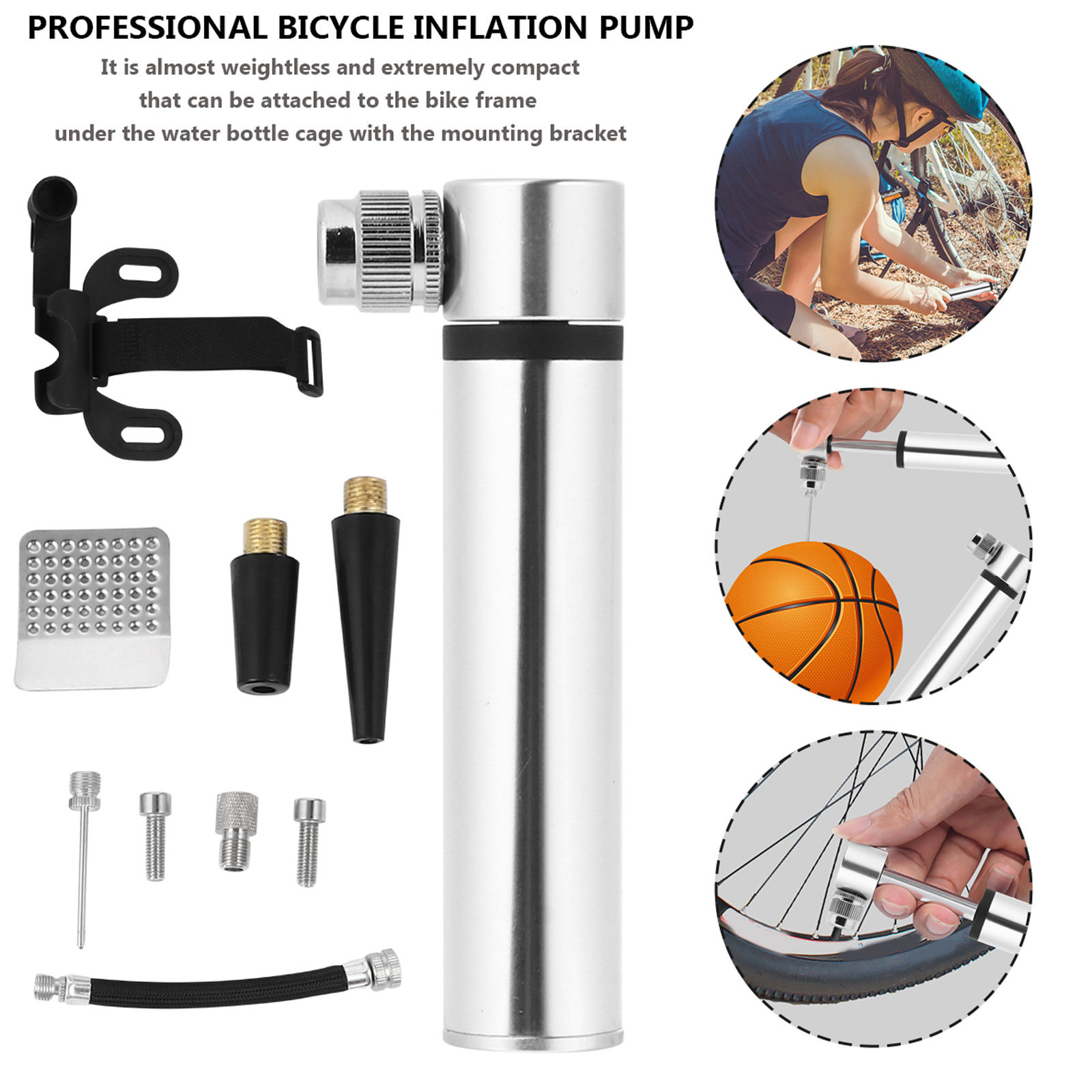 Bike Pump Frame Mount - Kit de reparación de pinchazos y