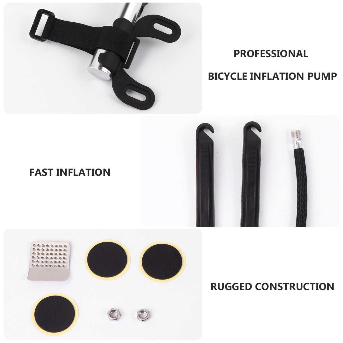 Bike Pump Frame Mount - Kit de reparación de pinchazos para