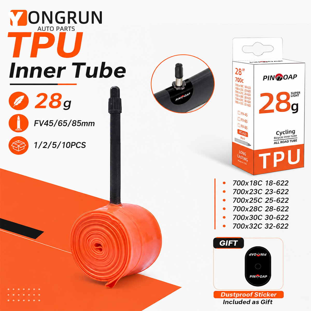 YONGRUN 700x18/23/25/28/30/32C - Inner Tube 700C reseña y precio